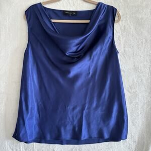 Jones NY Cowl Neck Cami Top Blouse Women’s 14 Midnight Blue Jewel Tone Satin